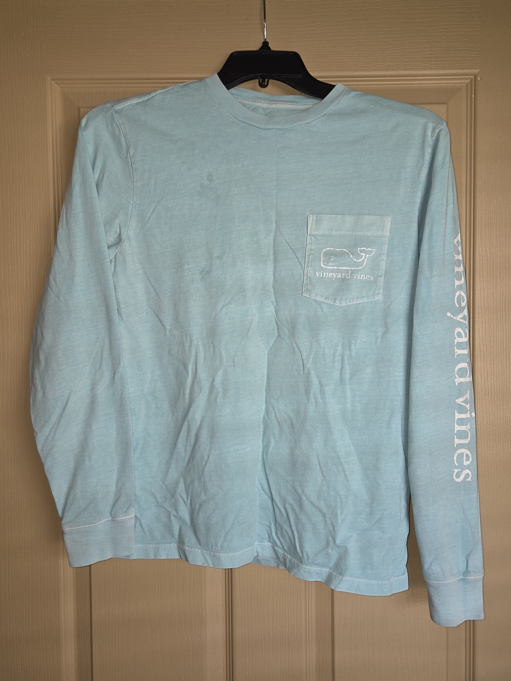 Vineyard Vines Men's Pale Blue Long-Sleeve Pocket Tee
